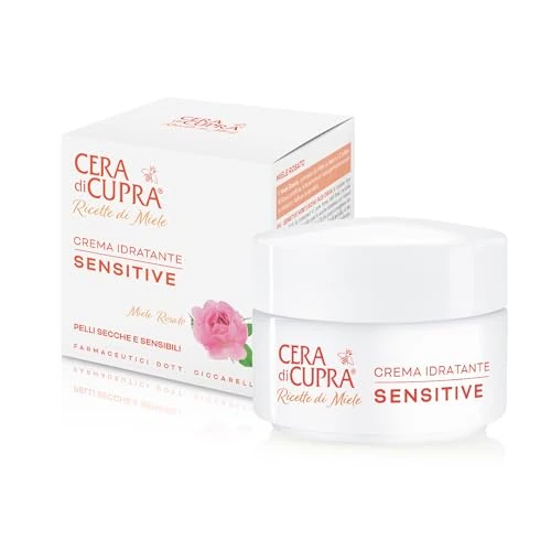 Offerta a tempo: Cera di Cupra, Crema Idratante Sensitive, Ripristina l'Idratazione Ottimale, Azione Ultra-comfort, Nutre le Pelli Secche e Sensibili, Made in Italy, Dermatologicamente Testata, Vasetto da 50 ml - 3% da 4.99 € a 4.82 €