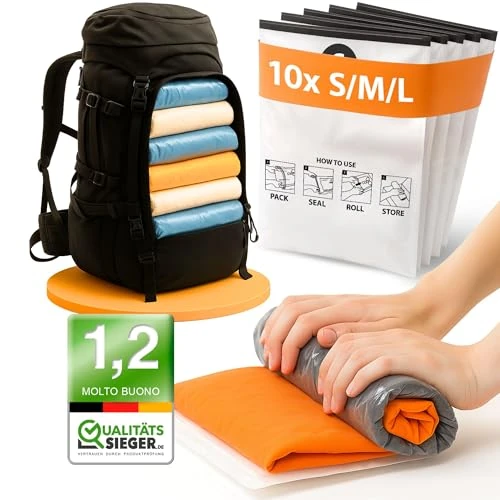 Begrenztes Angebot: Vakuumbeutel Reise zum Rollen I 10 STK I Größen: 3x 70x50cm/ 3x 60x40cm/ 4x 50x35cm I Kompressionsbeutel Reise ohne Ventil I Vakuumbeutel für Kleidung Reise I Vacuum Bags for Clothing Travel von 15.91 EUR auf 13.52 EUR (Rabatt 15%)