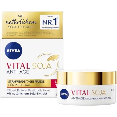 Limitiertes Angebot: NIVEA VITAL SOJA Anti-Age Straffende Tagespflege LSF 15, straffende Gesichtspflege für reife Haut mit natürlichem Soja-Extrakt, Tagescreme mit LSF gegen Pigmentflecken (50 ml) von 11.45 EUR auf 11.45 EUR (Spare 0%)