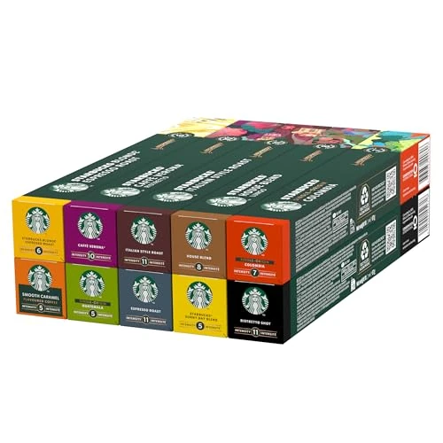 Offerta a tempo: STARBUCKS Kit Degustazione Caffè by Nespresso, 10 confezioni da 10 capsule (100 capsule compatibili Nespresso) - Esclusiva Amazon - 27% da 41.65 € a 30.30 €