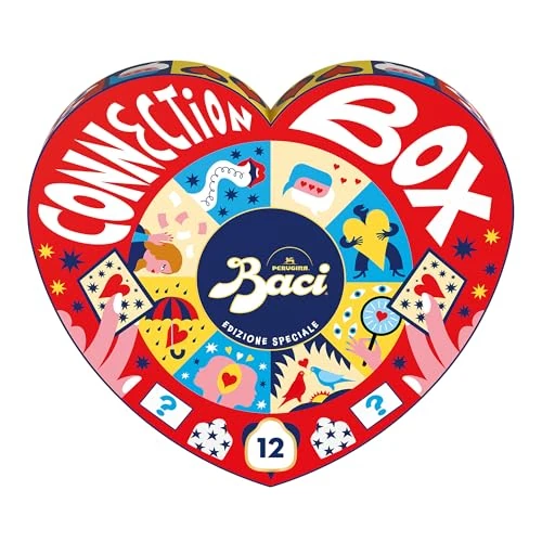 BACI PERUGINA Classico Connection Box Cioccolatini Fondenti ripieni al Gianduia, Scatola Maxi Cuore San Valentino 150g