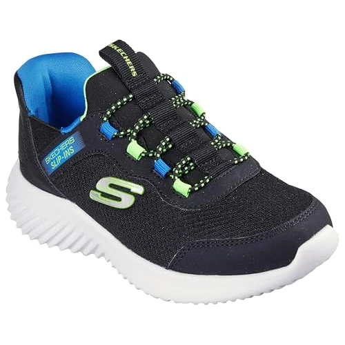 Skechers Boy's Bounder Brisk-Burst Sneaker, Black Synthetic/Textile/Blue & Black Trim, 10.5 UK Child