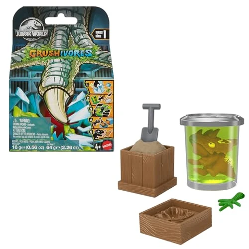 Limited offer: Jurassic World Unboxing Crushivores Mini Dinosaur Toy Figure in Rip-Open Package with Multiple Compounds & Surprises, Feeding Play, HVB29 from 12.99 EUR to 4.99 EUR (save 62%)