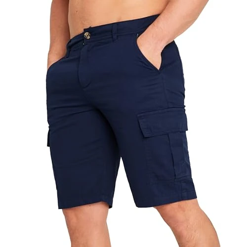 Tijdelijke aanbieding: CityComfort Herenshorts, lichtgewicht combat-cargoshorts met zakken, ademend katoen, zomer voor werk, casual vakantie, marineblauw, XL van 22.99 € naar 22.99 € (0.00% korting)