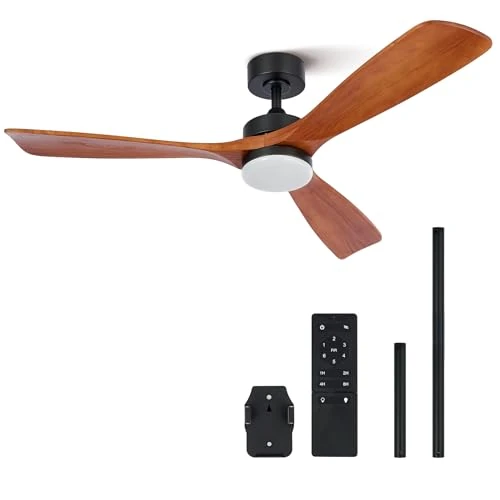 Oferta limitowana: VONLUCE Wentylator sufitowy z pilotem zdalnego sterowania, 52 cale, drewniany wentylator, lampa LED, tryb letni i zimowy, cichy silnik DC, do użytku wewnątrz i na zewnątrz z 606.57 zł na 606.57 zł (oszczędź 0.00%)
