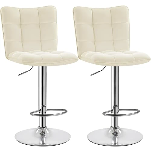 Offerta a tempo: Yaheetech 2 Sgabelli Bar Alti Regolabili in Similpelle con Schienale Girevole 360° Altezza Regolabile Set Sgabelli Penisola Cucina Design Moderno Beige - 24% da 96.99 € a 73.71 €