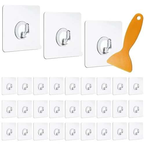 Oferta limitada: Diompirux 30 Piezas Ganchos Adhesivos Transparente, Carga máxima de 10 kg, Gancho Autoadhesivo Impermeabl Sin perforación, Ganchos para Colgar Ideal para Baño,Cocina y Salón, Para Colgar llaves de 9.00 EUR a 6.99 EUR (ahorro 22%)