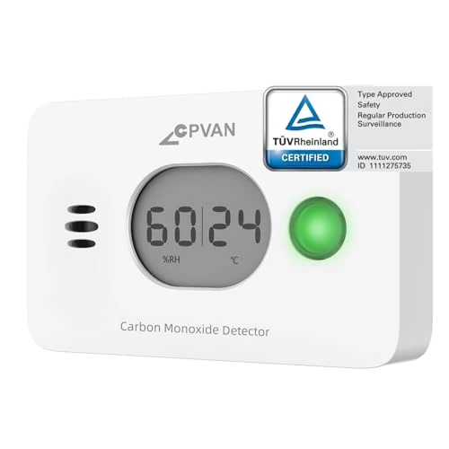 CPVAN Wireless 3-in-1 Carbon Monoxide Detector with Temperature & Humidity, Carbon Monoxide Alarms for Home Safety, EN 50291, Replaceable Batteries. 1 Pack