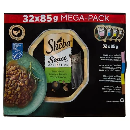 Offre limitée : SHEBA Lot de 2 Bols de Nourriture Humide - Collection de Sauce - Fine variété - Certifié MSC - 32 x 85 g de 23.99 EUR à 19.89 EUR (remise 17%)