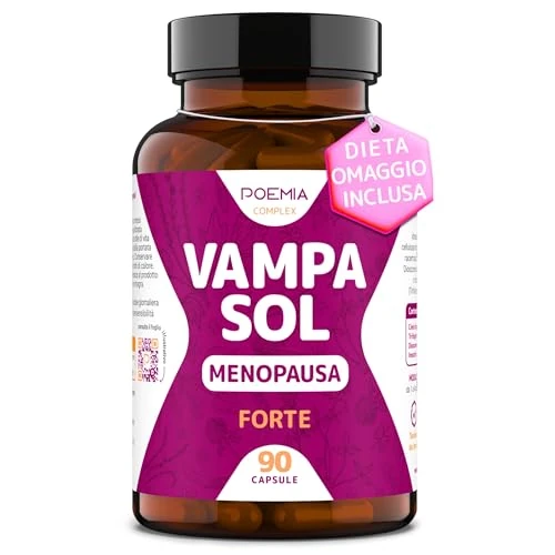 Offerta a tempo: Integratore Menopausa Completo per Vampate di Calore Vegano Inositolo Alto Dosaggio 90 Capsule Regolarizza Umore Sudorazione Cimicifuga Trifoglio Rosso Dioscorea VAMPASOL Poemia - 26% da 22.90 € a 16.90 €