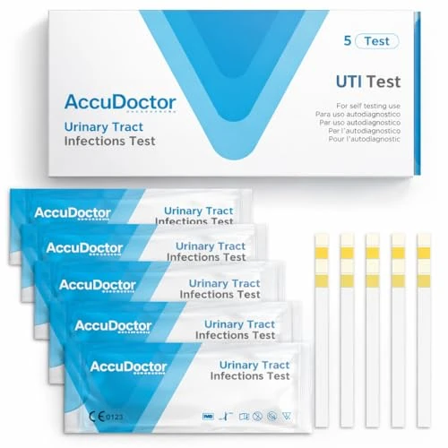 5 Accudoctor Urine Test Strips UTI Urinary Tract Infection for Protein Blood Nitritres and Leukocytes - Individually Packed - Test Stick Human Urine UTI Test Kit Testing Strips UTI Reagent Strips