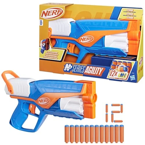 Offerta a tempo: Hasbro Nerf N Series Blaster Agility con Tamburo Rotante da 6 Dardi, Include 1 Blaster di Plastica e 12 Dardi di Gommapiuma, Idea Regalo per Bambini e Bmbine dagli 8 Anni in Su - 42% da 12.99 € a 7.49 €