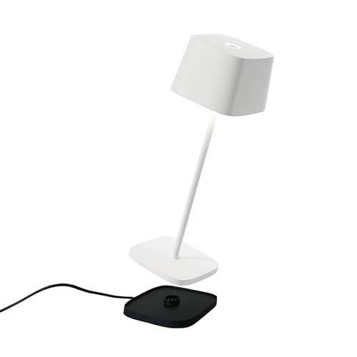 Offerta a tempo: Zafferano, Lampada Ofelia, Lampada da Tavolo Ricaricabile e Senza Fili con Controllo Touch, Utilizzabile anche come Lampada da Esterni, Dimmer, 2200-3000 K, Altezza 29 cm, Colore Bianco - 20% da 84.17 € a 67.00 €