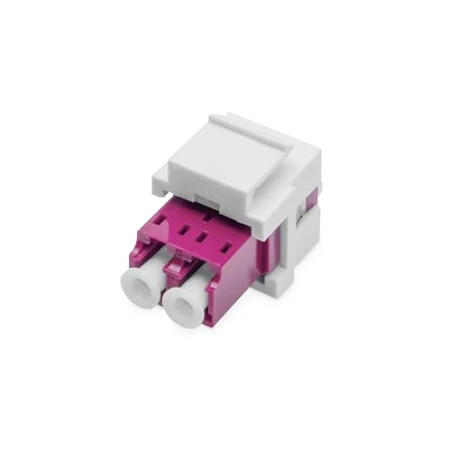Digitus fibre optic keystone module - LC/LC duplex - multimode glass fibre - OM4 - ceramic sleeve - for patch panels or junction boxes - violet/white