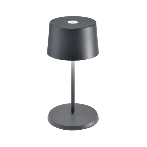 Offerta a tempo: Zafferano, Lampada Olivia Mini, Lampada da Tavolo Portatile e Ricaricabile con Controllo Touch, Adatta per Salotto ed Esterni, Dimmer, 2200-3000 K, Altezza 22 cm, Colore Grigio Scuro - 24% da 72.07 € a 54.70 €