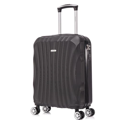 RAYKONG Valise à main 55x40x20cm (44L) en polycarbonate | capacité maximale | cadenas intégré | 20 pouces, Noir , 55cm, Valise