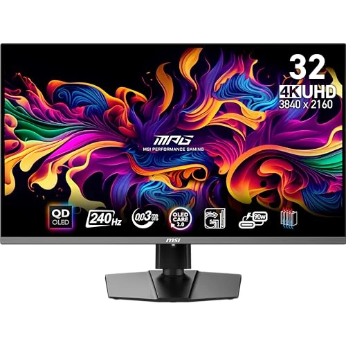 MSI MPG 321URX QD-OLED écran Gaming 31.5 Pouces 4K UHD - Dalle Quantum Dot OLED 3840 x 2160, 240Hz / 0.03ms, 99% DCI-P3, ΔE≤2, DisplayHDR True Black 400, KVM, RGB - DP 1.4a, HDMI 2.1, USB Type-C