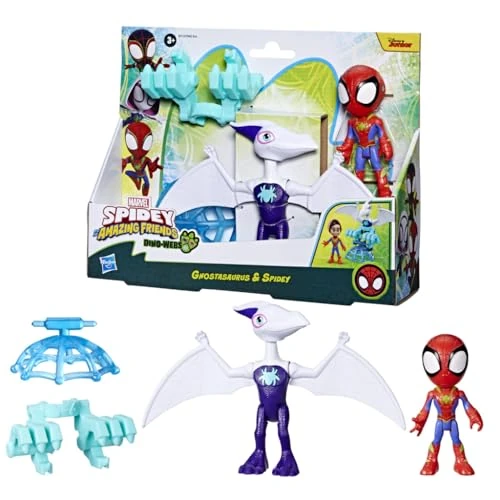 Hasbro Marvel Spidey e i Suoi Fantastici Amici, Dino-Webs, Action Figure Spider-Man di Ghostasaurus e Spidey