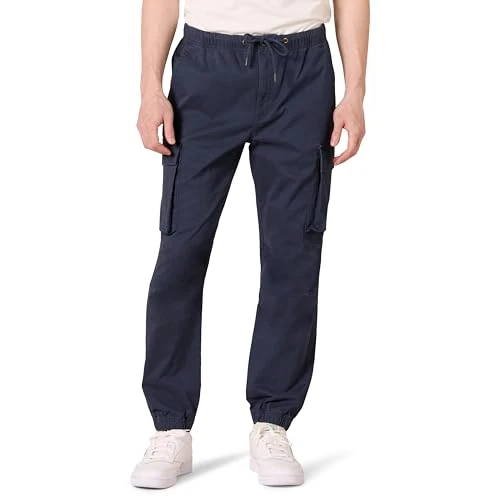 Limited-time offer: Amazon Essentials Men's Drawstring-Waist Regular-Fit Cargo Joggers, Navy, S from 16.22 £ to 16.22 £ (save 0.00%)