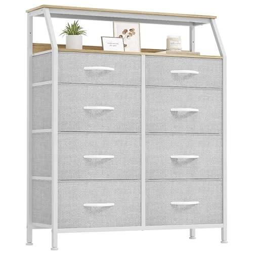 Offre limitee: YITAHOME Commode en Tissu avec 8 tiroirs, Meuble de Rangement Pratique, Armoire pour Salon, Chambre d'enfant, Couloir,Gris Clair de 115.19 EUR a 95.99 EUR (economie 17%)