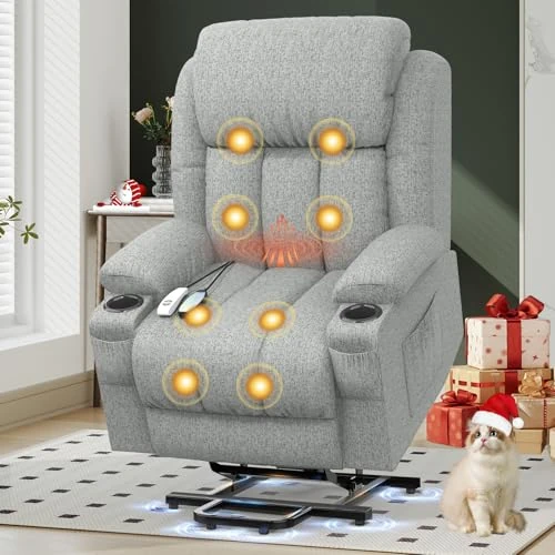 Offerta a tempo: YONISEE Poltrona Relax Elettrica, 150° Poltrone Reclinabile Massaggiante Con Poggiapiedi e Riscaldamento, USB + Tipo C, 2 Portabicchieri, 4 Tasche Laterali Elettrica Alzapersona Poltrona Anziani Sofa - 0.00% da 399.99 € a 399.99 €