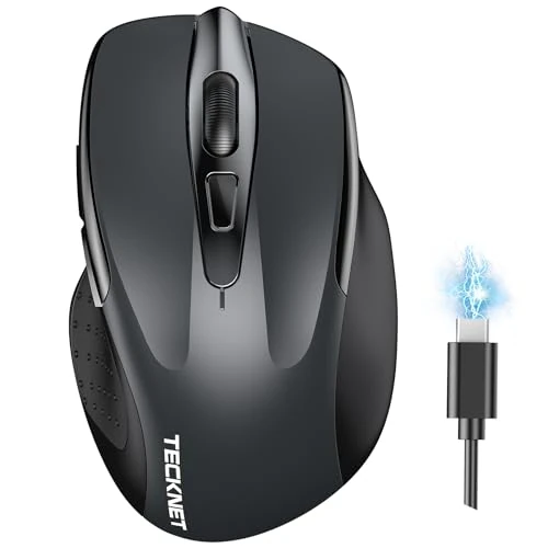 Offre limitée : TECKNET Souris Bluetooth,Souris sans Fil Rechargeable Silencieuse 3 Modes (BT5.0/3.0+2.4G) 4800 DPI Souris Ergonomique pour Ordinateurs Portables, Mac, PC, Windows, Gris de 18.99 € à 15.33 € (19% de remise)