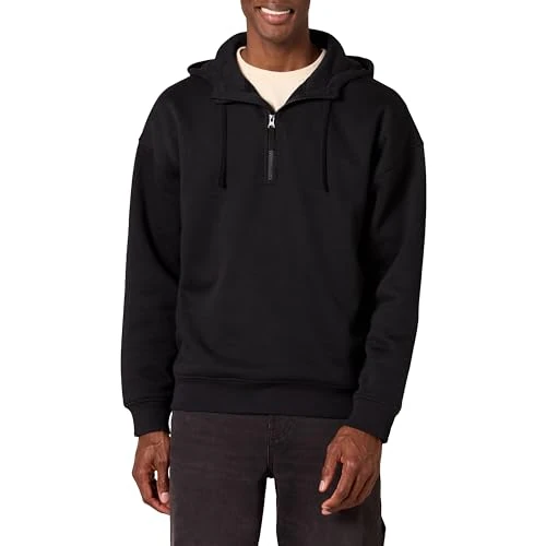 Offerta a tempo: Amazon Essentials Felpa con Cappuccio Oversize da Uomo con Zip a Un Quarto, Nera, XL - 32% da 22.37 € a 15.10 €