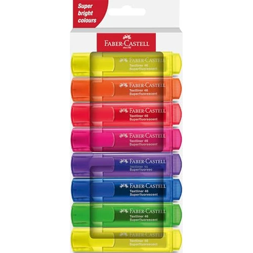 Faber-Castell 254648 - Pack de 8 Subrayadores Textliner 1546 - Tonos Neon - Ancho de Trazo 1-5 mm