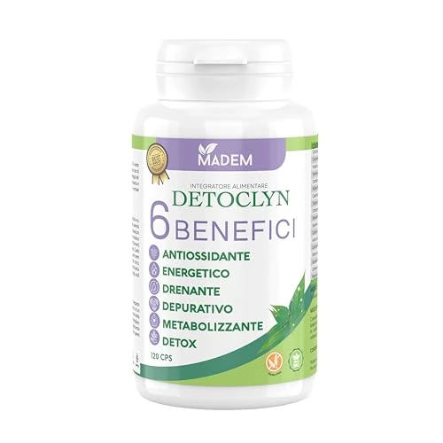 Offerta a tempo: MADEM Integratore 120 Cps Detox, Drenante, Energia Stanchezza Fisica E Mentale, Depurativo Fegato E Intestino, Diuretico, Con Cardo Mariano Tarassaco E Carciofo, Te Verde, Guarana, Curcuma, Spirulina - 11% da 19.90 € a 17.72 €