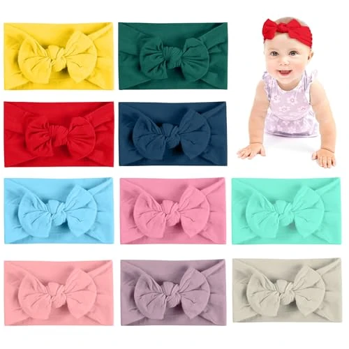 Offerta a tempo: Aolso Fascia Capelli Neonata, 10 Pezzi Fiocchi Fasce Capelli Neonata, Nylon Fascia Capelli Bambina Elastica Fascia Neonatas per Bambina Neonatas 0-3 Anni - 36% da 11.99 € a 7.70 €