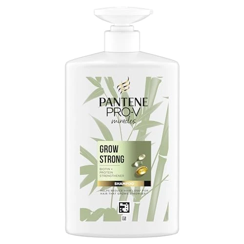 Offre limitée : Pantene Shampoing Biotine et Bambou, Grow Strong, Aide Á Réduire La Chute De Cheveux Et Favorise Leur Pousse, Pour Cheveux Secs Et Abimés, Collection Pro- V Miracles, Bouteille XL Avec Pompe, 1000 ml de 11.88 € à 18.00 € (-51.52% de remise