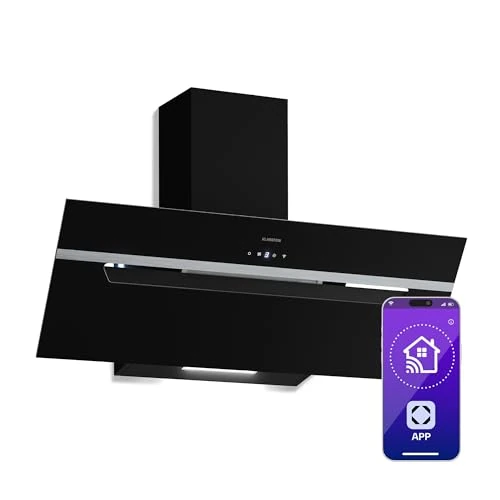 Limited-time offer: Klarstein BigBite Angled Cooker Hood 90cm - Glass Design, 417 m³/h Boost, A+++ Energy, LED Lighting, Touch Control, 3+Boost Speeds, Quiet, Exhaust & Recirculation, Extractor Hood, Black from 221.99 £ to 188.69 £ (save 15%)