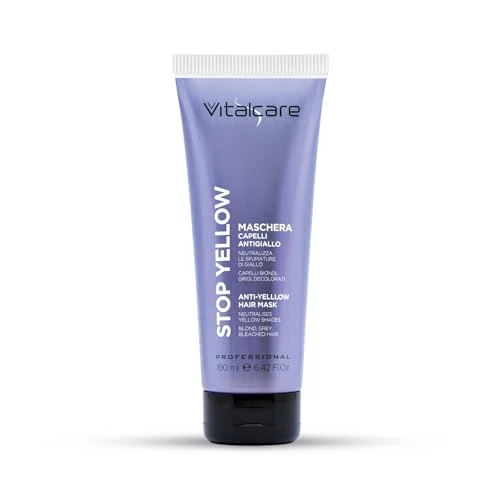 Vitalcare | Stop Yellow 190 ml, Maschera Capelli Antigiallo, Neutralizza le Sfumature di Giallo, Capelli Biondi, Grigi e Decolorati