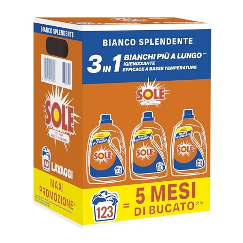 SOLE DETERSIVO BUCATO LIQUIDO LAVATRICE BIANCO SPLENDENTE 3 PEZZI DA 41 LAVAGGI