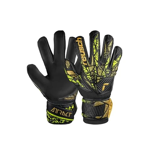 Offre limitee: Reusch Attrakt Infinity Finger Support Junior Gants de Gardien de But pour Enfants Idéal pour Gazon Artificiel Taille 5 Noir/doré Jaune de 57.00 EUR a 29.92 EUR (economie 48%)