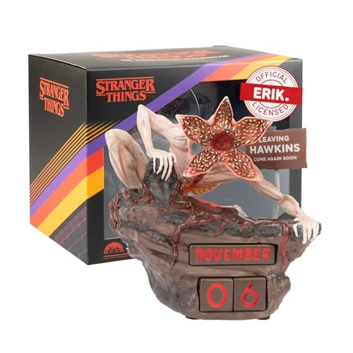 Offerta a tempo: Calendario Stranger Things Demogorgone Figura - Calendario perpetuo da Tavolo : Stranger Things Gadget - Accessori Scrivania Gaming in Resina │ Regalo per Fan, Merchandising Ufficiale (13x15 cm) - 0% da 49.49 € a 49.49 €