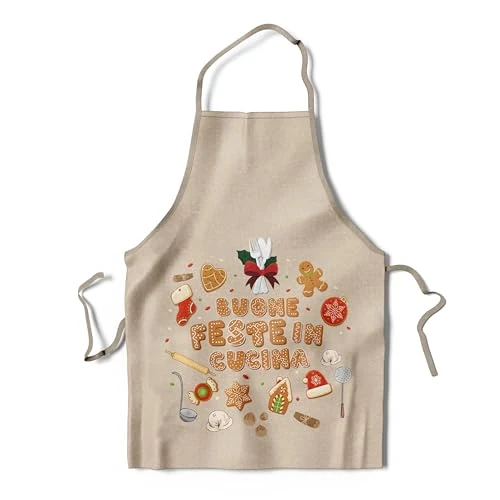 KAÏDENSÏ Original Christmas Gift Ideas - Original Kitchen Christmas Apron - Funny Christmas Gifts Ideas - Original Gadgets for Men and Women, cream, One size