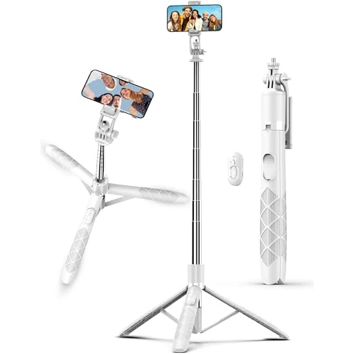 Treppiede Smartphone, 180CM Estensibile Treppiede Fotocamera & Bastone Selfie con Telecomando, Selfie Stick Treppiede per Telefono, Compatibile con iPhone15 14 13 12 11/Samsung/Camera/Ring Light