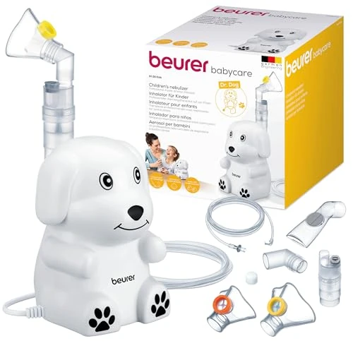 Offerta a tempo: Beurer Aerosol Ih 24 Kids per Bambini dal Simpatico Design a Forma di Cane con Tecnologia ad Aria Compressa Potenza di Nebulizzazione, circa 0.35 ml/min, Breve Tempo di Inalazione - 17% da 59.99 € a 49.99 €