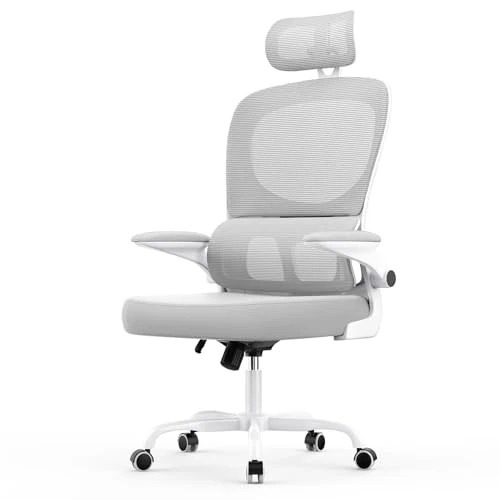 Offerta a tempo: naspaluro Sedia Ufficio Ergonomica, Sedia Scrivania Con Supporto Lombare a Forma Di C, Schienale E Poggiatesta Regolabili, Braccioli Reversibili, Sedile in Rete Traspirante per L'ufficio,Grigio - 0.00% da 89.99 € a 89.99 €