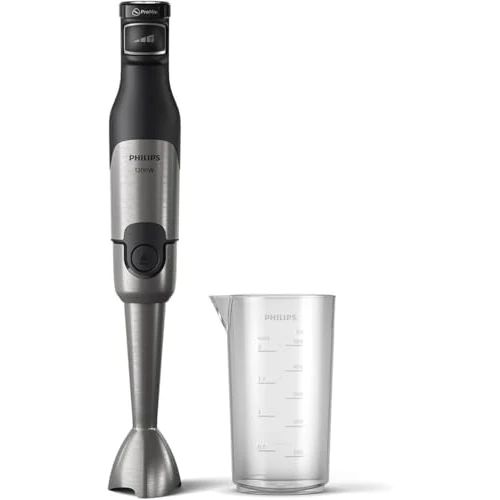 Batidora de mano Philips Serie 5000 - 1 200 W de potencia. Tecnología ProMix. Indicador LED de velocidad. Control sin esfuerzo. Diseño compacto. Fácil de limpiar. Negro (HR2681/00)