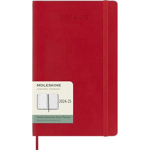 Moleskine Weekly Planner 2024-2025, Weekly Planner 18 Months 2025, With Space For Notes, With Soft Cover And Elastic Closure, Large Size 13 x 21 cm, Color Scarlet Red