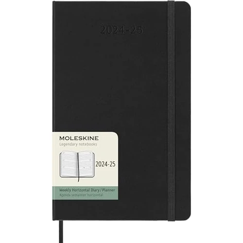 Limitiertes Angebot: Moleskine Wochenplaner 2024-2025, Agenda Wöchentlich 18 Monate 2025, Agenda Horizontal mit Hartcover und Elastischem Verschluss, Großformat 13 x 21 cm, Farbe Schwarz von 13.57 EUR auf 13.57 EUR (Spare 0%)
