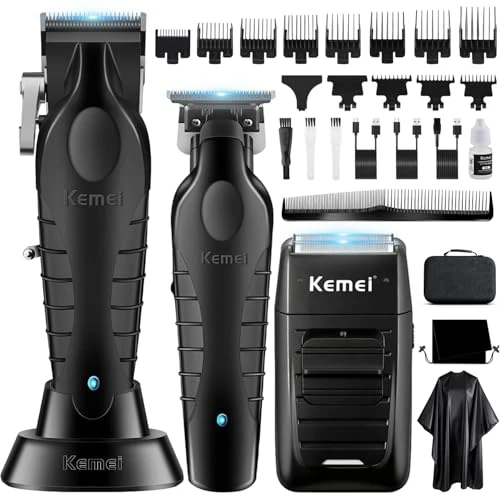 Offre limitée : KEMEI Tondeuse à cheveux professionnelle pour homme, tondeuse de barbier sans fil et tondeuse à barbe/cheveux en T, rasoir électrique en aluminium, kit de coupe de cheveux pour homme de 79.99 € à 79.99 € (0.00% de remise)