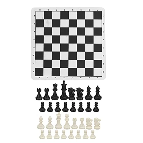 Tbest Large Plastic Chess Set, International Standard Chess Set, Competition Large Plastic Chess Set with Chess Board