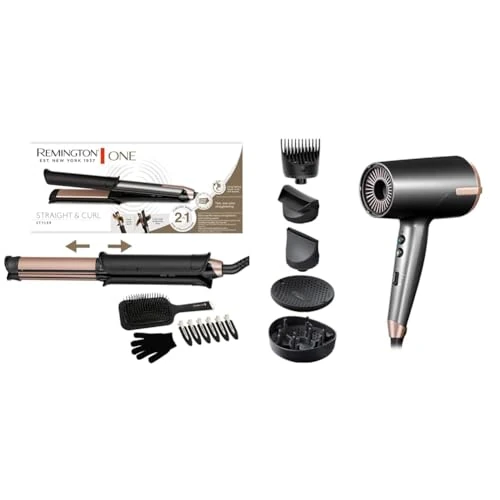 Begrenztes Angebot: Remington Haarstyling Set ONE: Glätteisen & Lockenstab [2in1 Multistyler] S6078 + Haartrockner Ionen [120 km/h Luftstrom für schnelles Trocknen] D6078 von 154.90 EUR auf 87.37 EUR (Rabatt 43%)