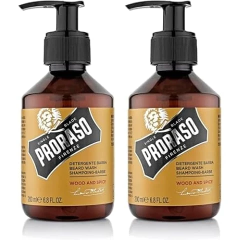Offerta a tempo: Proraso Detergente Barba Wood and Spice, 200ml, Shampoo barba detergente per uomo con azione purificante per la cura della barba, Made in Italy (Confezione da 2) - 42% da 23.90 € a 13.80 €