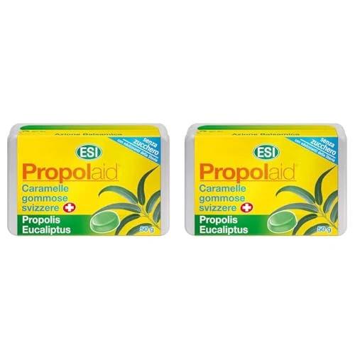 ESI - Propolaid Pastiglie Morbide, Caramelle Gola con Propolis ed Eucalipto, Azione Balsamica e Antinfiammatoria, Senza Glutine e Vegetariane, 50 g (Confezione da 2)