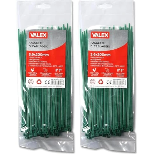 Fascette di cablaggio verdi Valex (Confezione da 2)