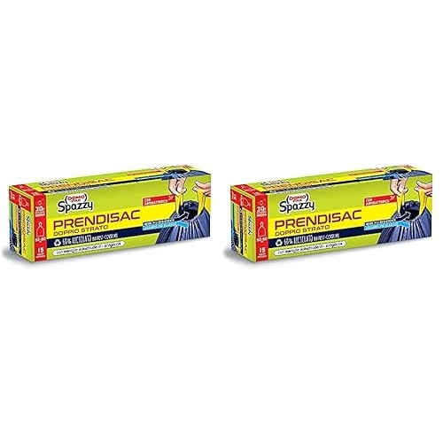 Domopak Spazzy Sacchi Nettezza Prendisac con Maniglie Autochiudenti, Casalingo 30Lt, Blu e Nero, 1 Confezione da 30 Pezzi